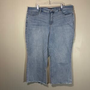 NYDJ, wide leg, distressed light wash jeans, women's plus 20W